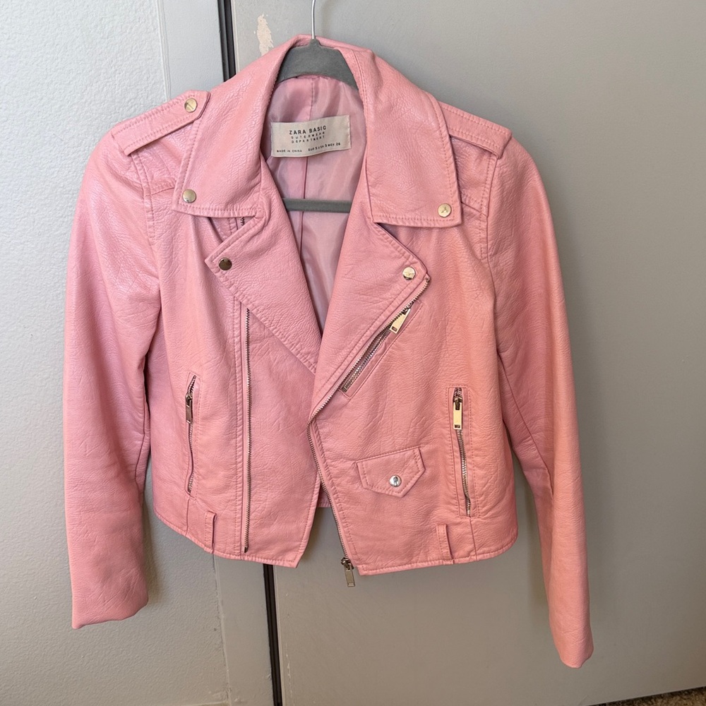 Zara Basic Light Pink Biker Jacket - image 1